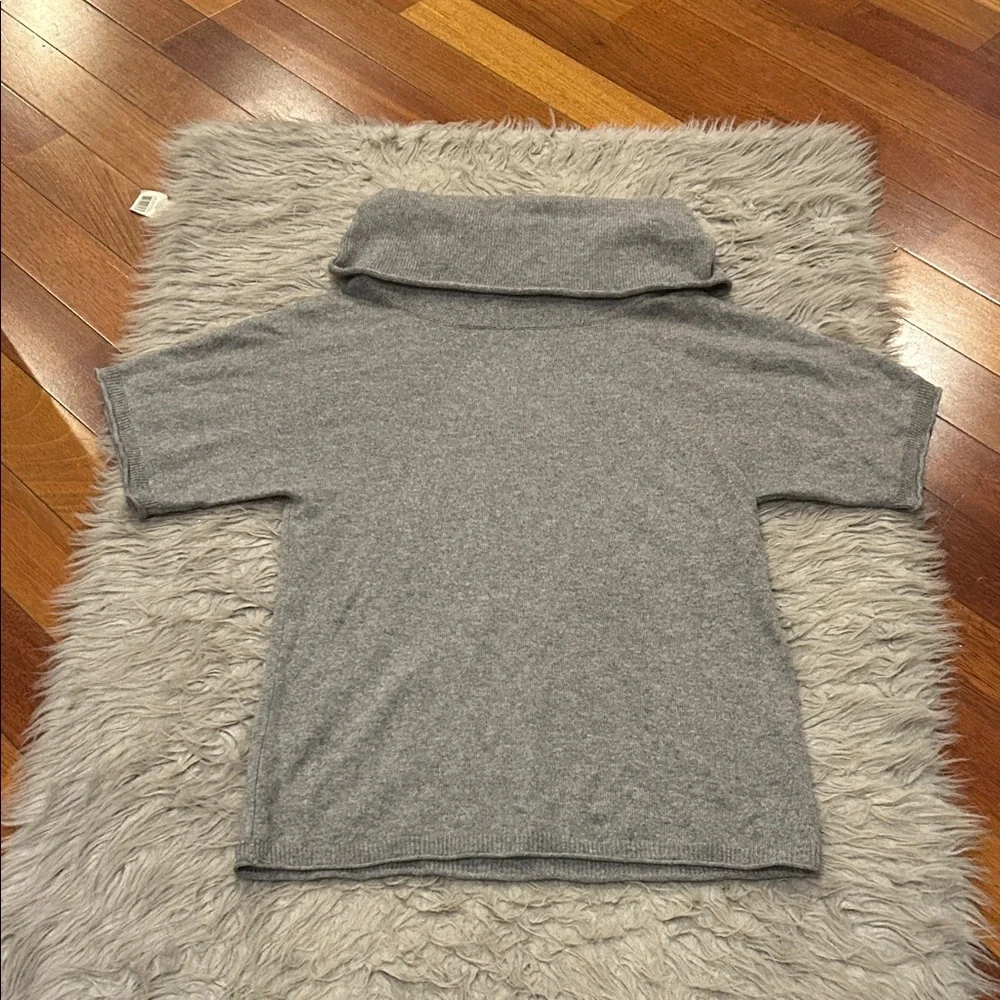 Kenar Cashmere Cowl Neck Gray Short Sleeve‎ Cashmere Sweater